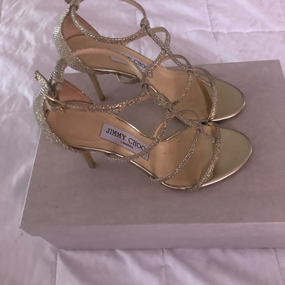 JIMMY CHOO DORY 85 35.5 LAG GOLD - Picture 4 of 12